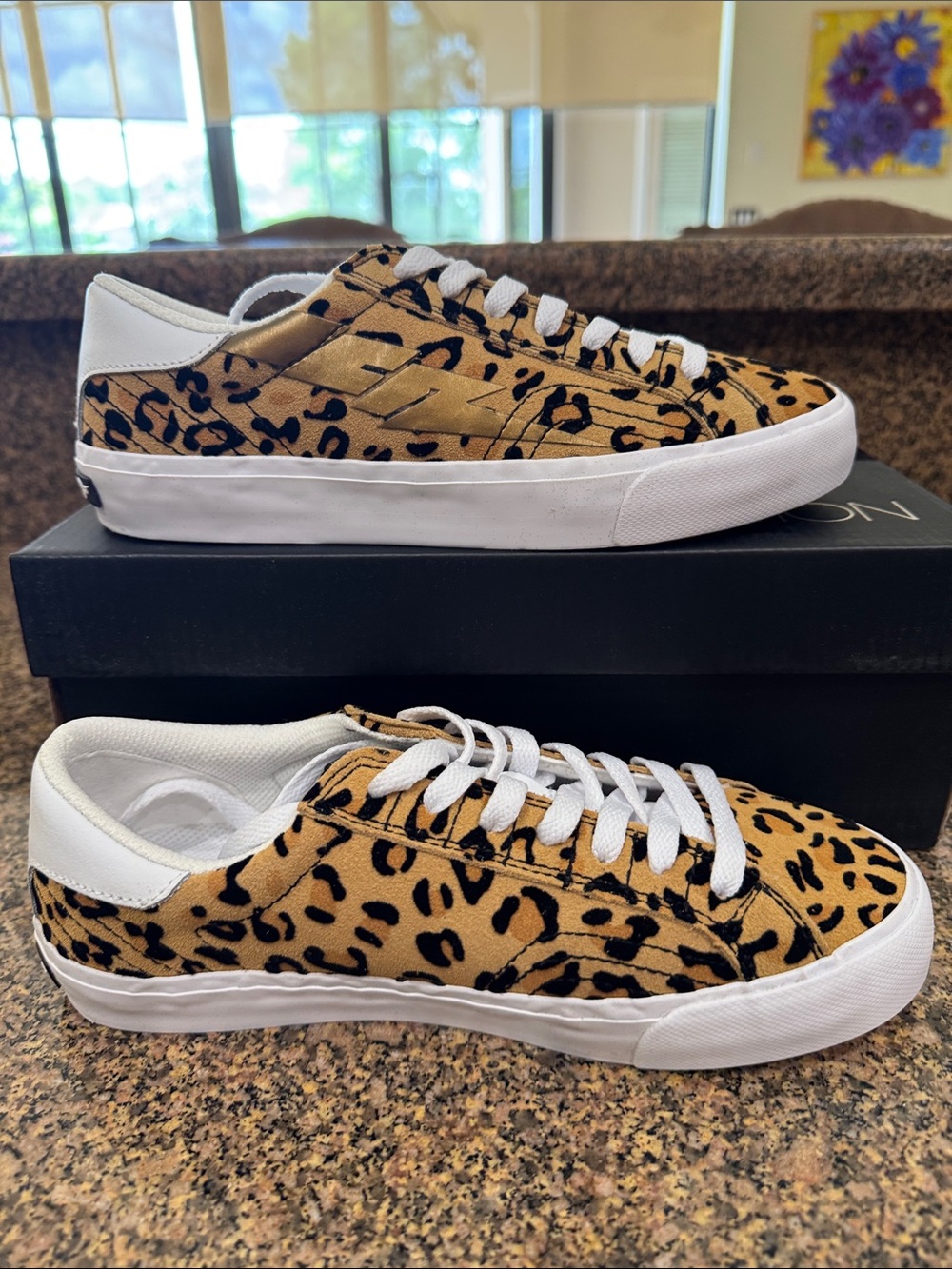 Creative Recreation Leopard Print Low-Top Sneakers in Tan and Black